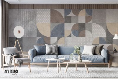 colorful geometric tiles - wall mural