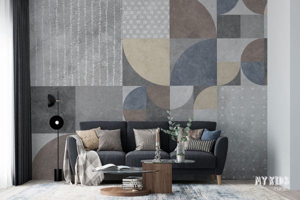 colorful geometric tiles - wall mural