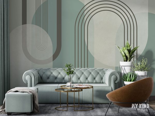 geometric shapes in different colors - wall mural