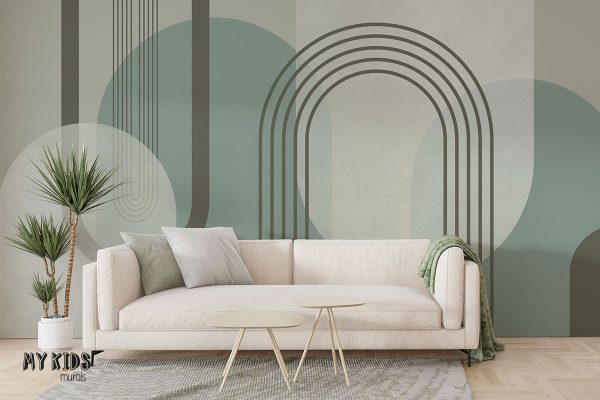 geometric shapes in different colors - wall mural