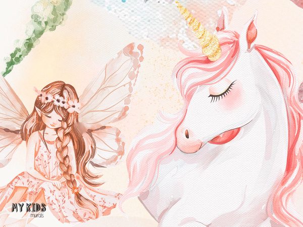 fairies and unicorn - children’s wall mural