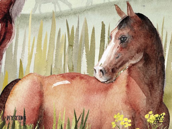 horse in the grass - children’s wall mural