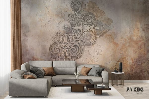 ornament on decorative plaster - wall mural