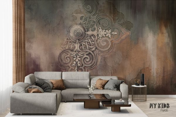 ornament on decorative plaster - wall mural