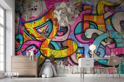 graffiti on a concrete wall - children’s wall mural