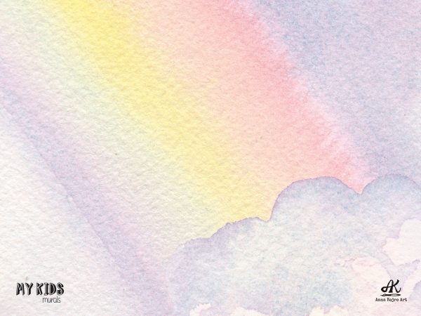 watercolor rainbow - children’s wall mural