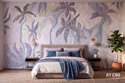 Abstract tropical trees in coast colors - wall mural
