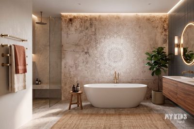 boho mandala in beige shades - wall mural