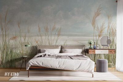 grasses on the sandy coast - wall mural