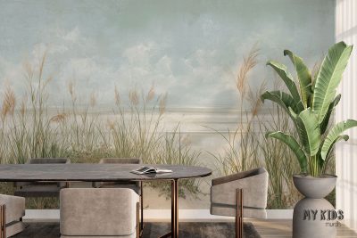 grasses on the sandy coast - wall mural